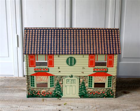 1960 metal doll house|vintage tin doll house.